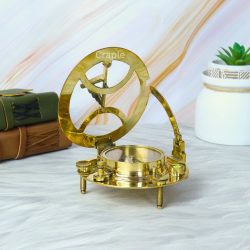 Handcrafted Adjustable Shiny Brass Sundial Compass | West London Style, Water Level, Needle Stop | Precision Desktop Instrument & Gift - Image 5