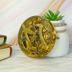 Handcrafted Adjustable Shiny Brass Sundial Compass | West London Style, Water Level, Needle Stop | Precision Desktop Instrument & Gift - Image 2