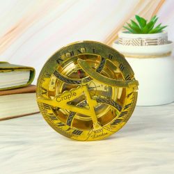 Handcrafted Adjustable Shiny Brass Sundial Compass | West London Style, Water Level, Needle Stop | Precision Desktop Instrument & Gift