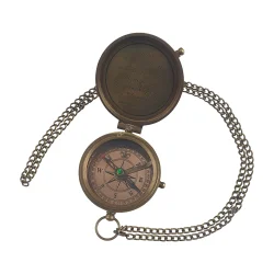 Antique Brass Pocket Compass Custom Engravable | Personalized Text/Photo Interior, Chain | Keepsake & Adventure Gift - Image 4