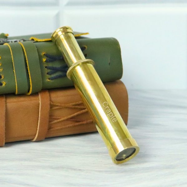 5.5" Pocket-Sized Pencil Telescope | Shiny Brass, Achromatic Lens | Novelty Spyglass Gift & Desk Accessory - Image 2