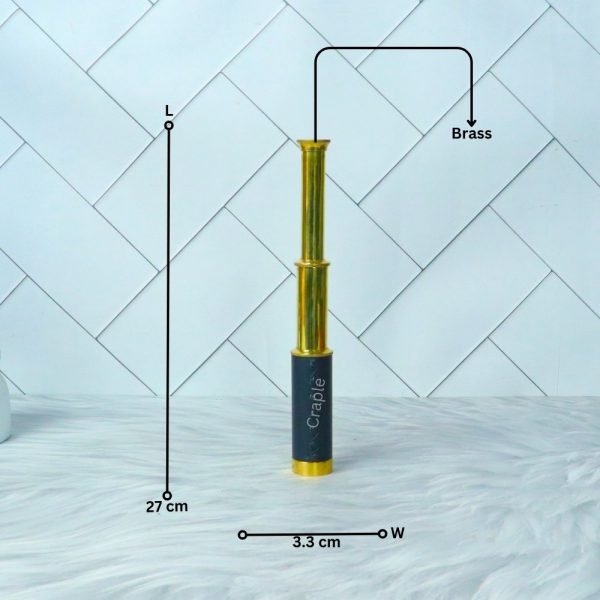 10.6" Leather Wrapped Nautical Telescope | Shiny Brass, Compact 3-Pipe Extendable | Decor Gift with Case - Image 7