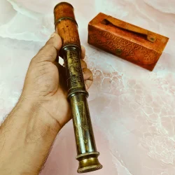 15.4" Etched Chessmaker 6th Century Telescope | Leather Wrapped, Black Antique Brass | Historical Decor & Collectible Gift - Image 4