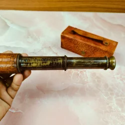 15.4" Etched Chessmaker 6th Century Telescope | Leather Wrapped, Black Antique Brass | Historical Decor & Collectible Gift - Image 6