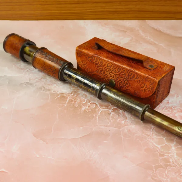 15.4" Etched Chessmaker 6th Century Telescope | Leather Wrapped, Black Antique Brass | Historical Decor & Collectible Gift - Image 5