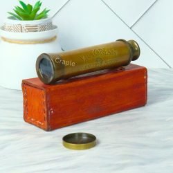 12" Handcrafted Victorian Telescope | Antique Brass, Extendable 3-Pipe, Achromatic Lens | Nautical Collectible & Decor Gift - Image 3