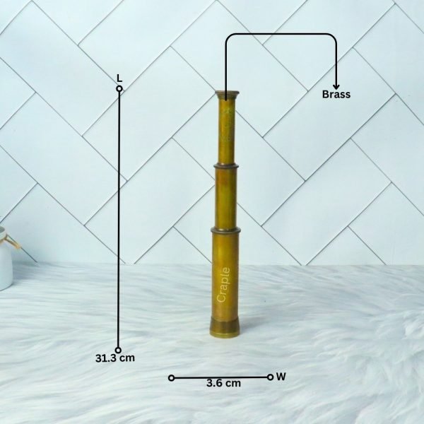 12" Handcrafted Victorian Telescope | Antique Brass, Extendable 3-Pipe, Achromatic Lens | Nautical Collectible & Decor Gift - Image 7