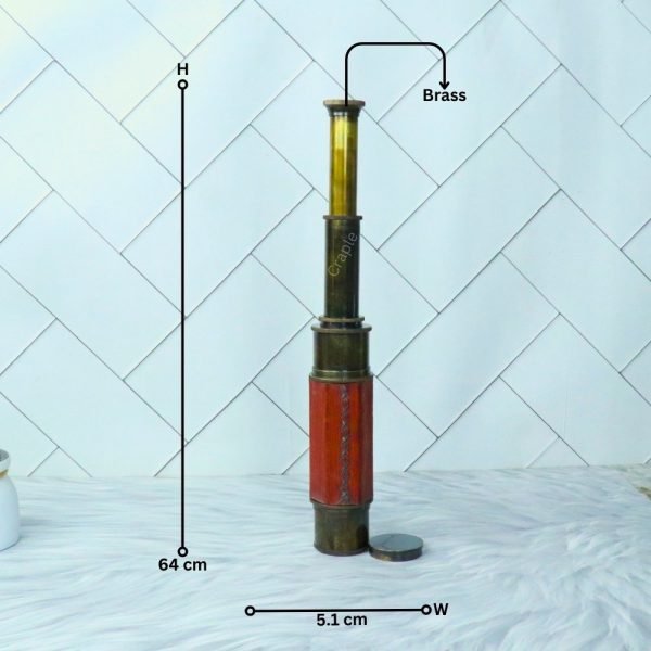 25.2" W. Ottway 1915 Telescope Antique Brass | Red Barrel, Extendable 4-Pipe | Nautical Decor & Historical Gift - Image 6