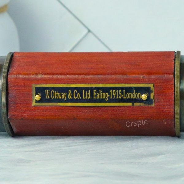 25.2" W. Ottway 1915 Telescope Antique Brass | Red Barrel, Extendable 4-Pipe | Nautical Decor & Historical Gift - Image 3