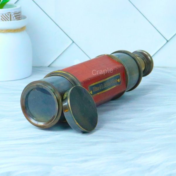 25.2" W. Ottway 1915 Telescope Antique Brass | Red Barrel, Extendable 4-Pipe | Nautical Decor & Historical Gift - Image 4