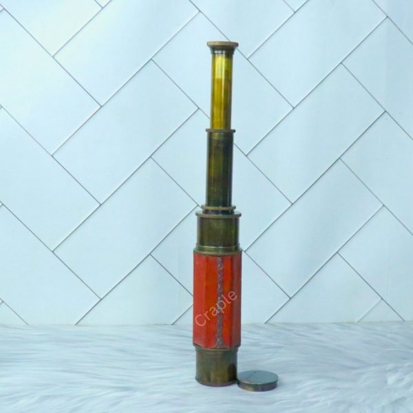 25.2" W. Ottway 1915 Telescope Antique Brass | Red Barrel, Extendable 4-Pipe | Nautical Decor & Historical Gift - Image 5