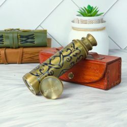 15" Embossed J. Scott London Telescope | Antique Brass, 4-Pipe Extendable, Achromatic Lens | Nautical Decor & Collectible Gift - Image 2