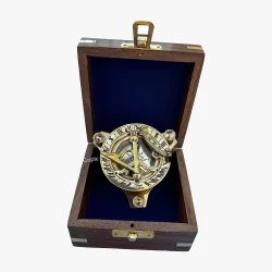 Triangular Adjustable Sundial Compass | West London Style, Shiny Brass, Needle Stop | Desktop Navigational Instrument & Decor - Image 2