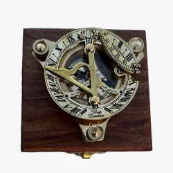 Triangular Adjustable Sundial Compass | West London Style, Shiny Brass, Needle Stop | Desktop Navigational Instrument & Decor - Image 4