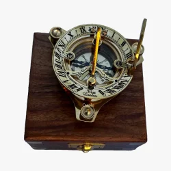 Triangular Adjustable Sundial Compass | West London Style, Shiny Brass, Needle Stop | Desktop Navigational Instrument & Decor - Image 3