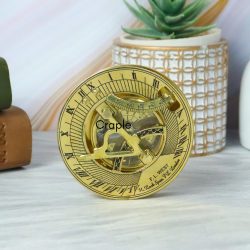 F.L. West London Sundial Compass | Shiny Brass, Water Level, Needle Stop | Hexagonal Wooden Box, Desk Decor Gift - Image 2
