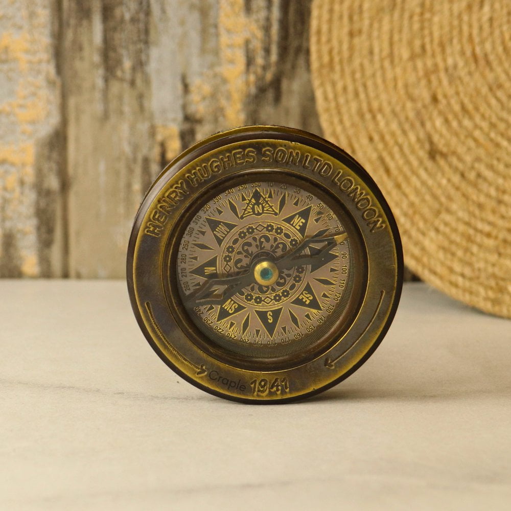 Henry Hughes Antique Brass Desk Reading Compass