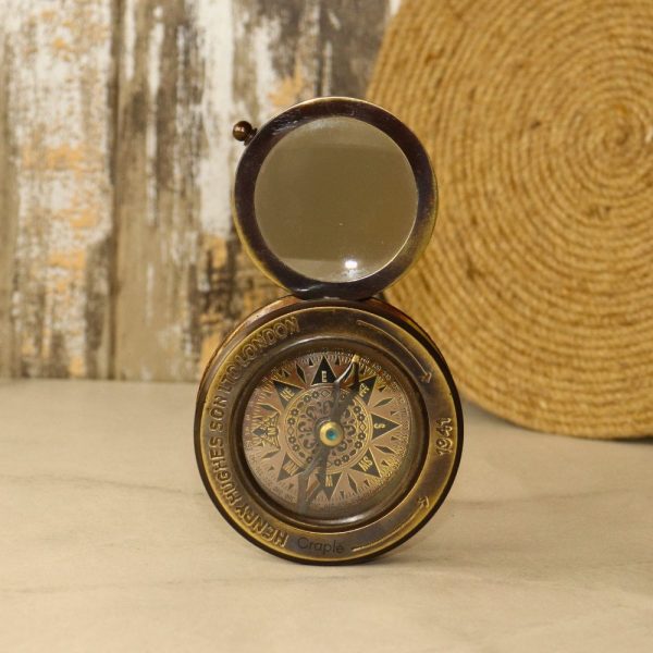 Sliding Magnifier Desk Compass | Antique Brass, Henry Hughes Son Style | Handcrafted Reading & Navigational Aid - Image 5