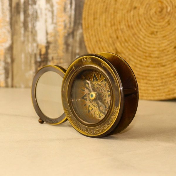 Sliding Magnifier Desk Compass | Antique Brass, Henry Hughes Son Style | Handcrafted Reading & Navigational Aid - Image 4