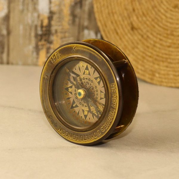 Sliding Magnifier Desk Compass | Antique Brass, Henry Hughes Son Style | Handcrafted Reading & Navigational Aid - Image 3