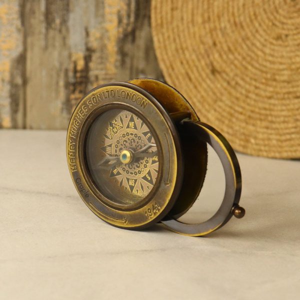 Sliding Magnifier Desk Compass | Antique Brass, Henry Hughes Son Style | Handcrafted Reading & Navigational Aid - Image 2
