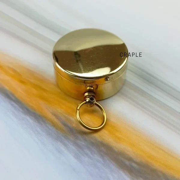 Stanley London Miniature Pocket Compass | Shiny Brass, Black Dial, Lidded, Includes Chain | Compact Navigational Gift - Image 3