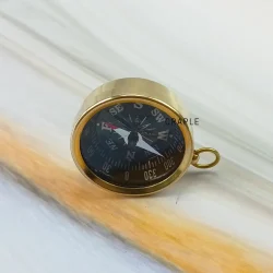 Miniature Shiny Brass Compass | Black Dial, Includes Chain, Handcrafted | Compact Navigational Charm & Pocket Gift - Image 5