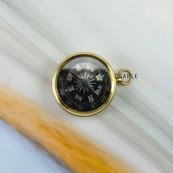 Miniature Shiny Brass Compass | Black Dial, Includes Chain, Handcrafted | Compact Navigational Charm & Pocket Gift - Image 4