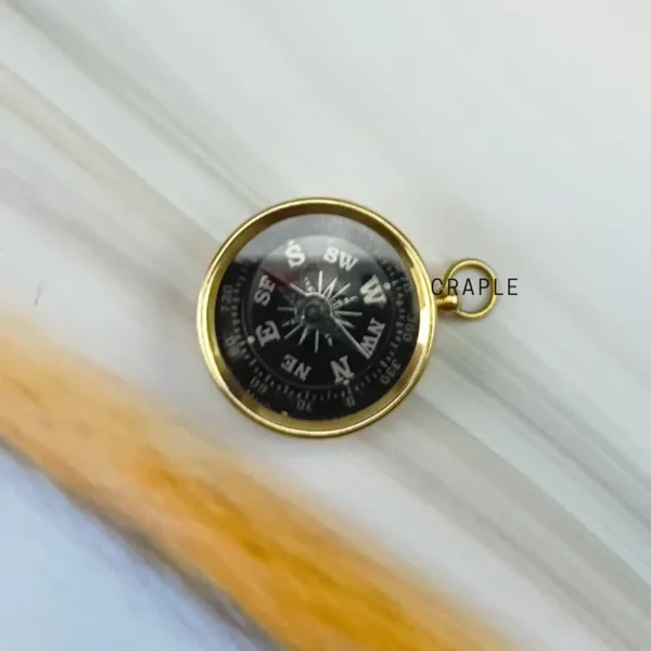 Miniature Shiny Brass Compass | Black Dial, Includes Chain, Handcrafted | Compact Navigational Charm & Pocket Gift - Image 4