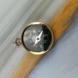 Miniature Shiny Brass Compass | Black Dial, Includes Chain, Handcrafted | Compact Navigational Charm & Pocket Gift - Image 3