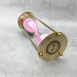 30-Minute 'Old Sand Watch' Sand Timer | Shiny Brass, Pink Sand, Classic Design | Desk Focus Aid & Elegant Gift - Image 2