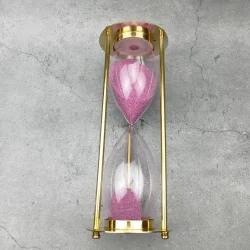 30-Minute 'Old Sand Watch' Sand Timer | Shiny Brass, Pink Sand, Classic Design | Desk Focus Aid & Elegant Gift - Image 4