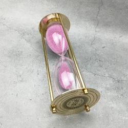 30-Minute 'Old Sand Watch' Sand Timer | Shiny Brass, Pink Sand, Classic Design | Desk Focus Aid & Elegant Gift - Image 3