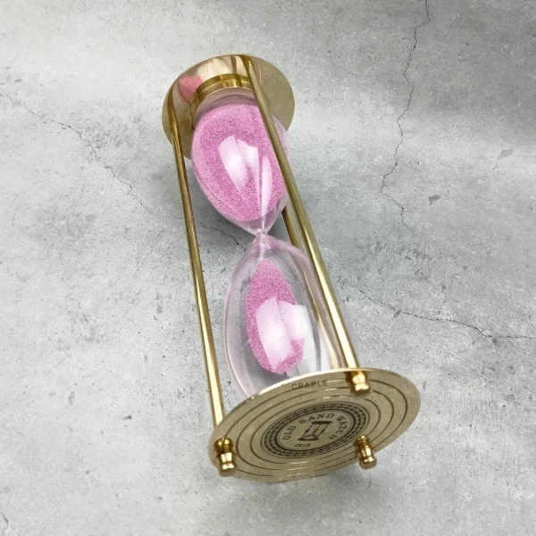 30-Minute 'Old Sand Watch' Sand Timer | Shiny Brass, Pink Sand, Classic Design | Desk Focus Aid & Elegant Gift - Image 3