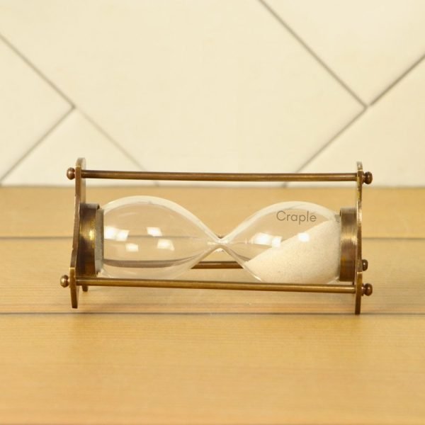 Triangular Plate 1-Minute Sand Timer | Antique Brass, White Sand, Vintage Style | Desk Focus Aid & Unique Gift - Image 5