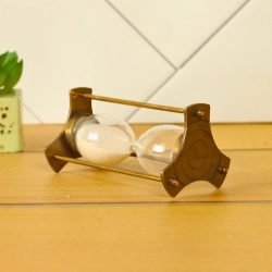 Triangular Plate 1-Minute Sand Timer | Antique Brass, White Sand, Vintage Style | Desk Focus Aid & Unique Gift - Image 2