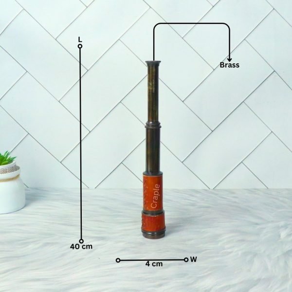 15.75" Leather-Wrapped Telescope | Antique Brass, Achromatic Lens | Nautical Decor & Gift with Case - Image 6
