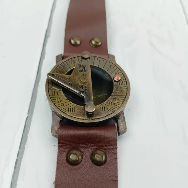 Vintage Brass Wrist Sundial Compass - Image 4