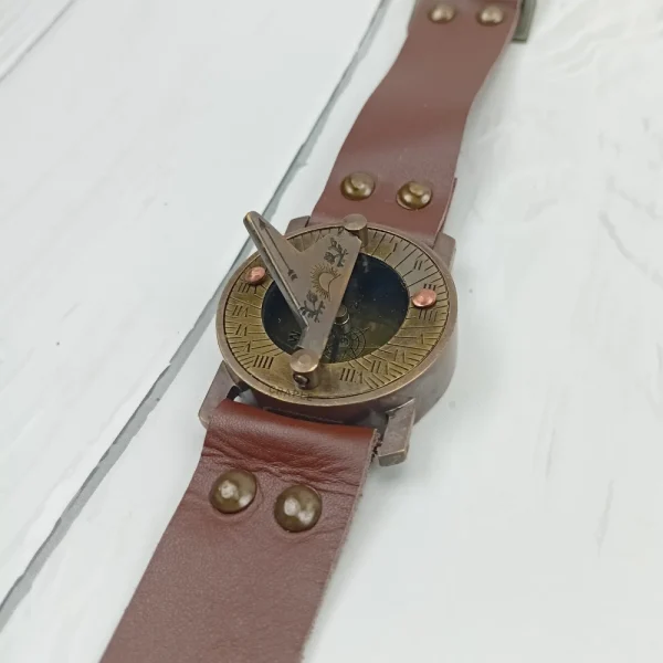 Vintage Brass Wrist Sundial Compass - Image 5