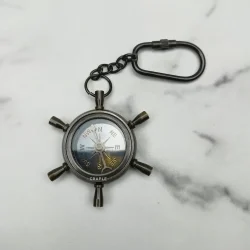 Shipwheel Compass Keychain