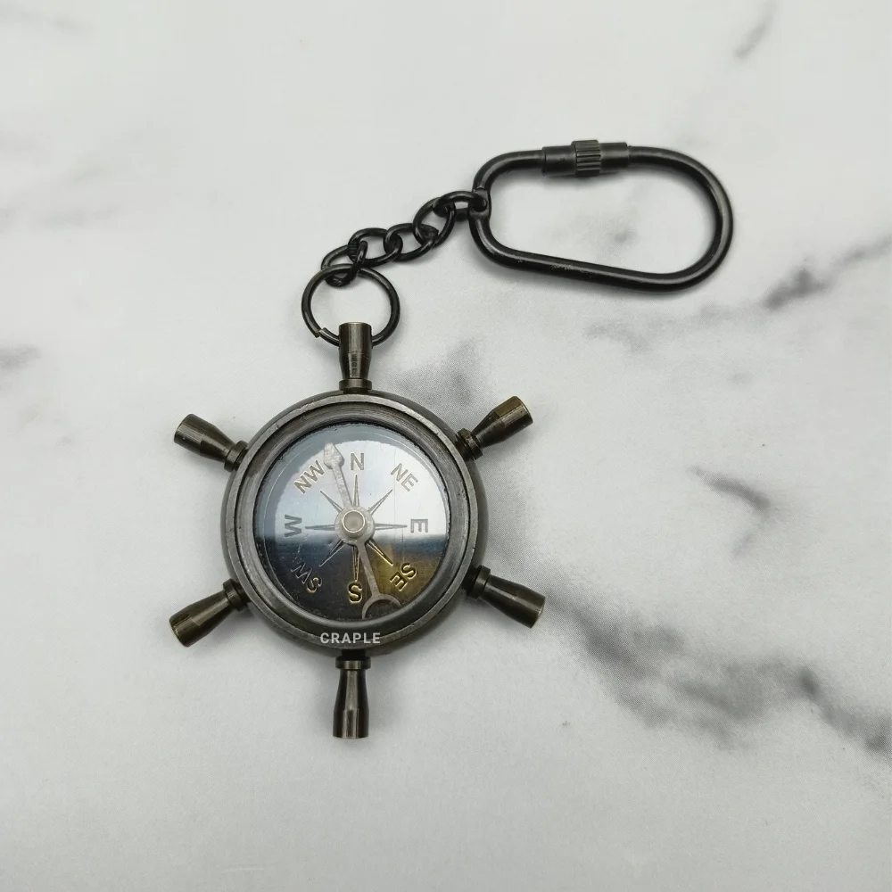Shipwheel Compass Keychain