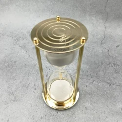 Concentric Detail 5-Minute Sand Timer | Shiny Brass, White Sand, Classic Design | Elegant Desk Decor & Focus Gift - Image 5