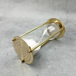 Concentric Detail 5-Minute Sand Timer | Shiny Brass, White Sand, Classic Design | Elegant Desk Decor & Focus Gift - Image 4