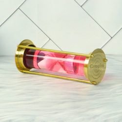 Pink Liquid Floating Hourglass | Shiny Brass, 1-Min White Sand Timer | Mesmerizing Desk Decor & Unique Gift - Image 4