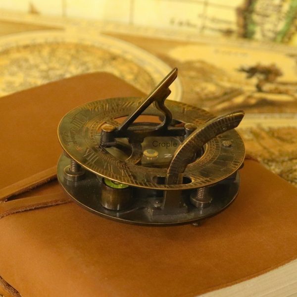 Black Antique Brass Sundial Compass | Adjustable Legs, Water Level, Needle Stop | Handcrafted Navigational Instrument & Desk Decor - Image 2