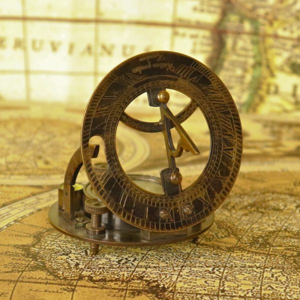 Black Antique Brass Sundial Compass | Adjustable Legs, Water Level, Needle Stop | Handcrafted Navigational Instrument & Desk Decor - Image 3
