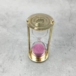 Royal Navy 3-Minute Sand Timer | Shiny Brass, Pink Sand, Nautical Design | Desk Decor & Unique Gift - Image 3