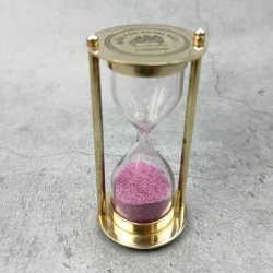 Royal Navy 3-Minute Sand Timer | Shiny Brass, Pink Sand, Nautical Design | Desk Decor & Unique Gift - Image 2