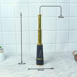 18.3" Leather Wrapped Nautical Telescope | Shiny Brass, Large 3-Pipe Extendable | Decor Gift with Case - Image 5