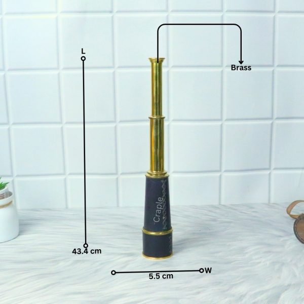 18.3" Leather Wrapped Nautical Telescope | Shiny Brass, Large 3-Pipe Extendable | Decor Gift with Case - Image 5
